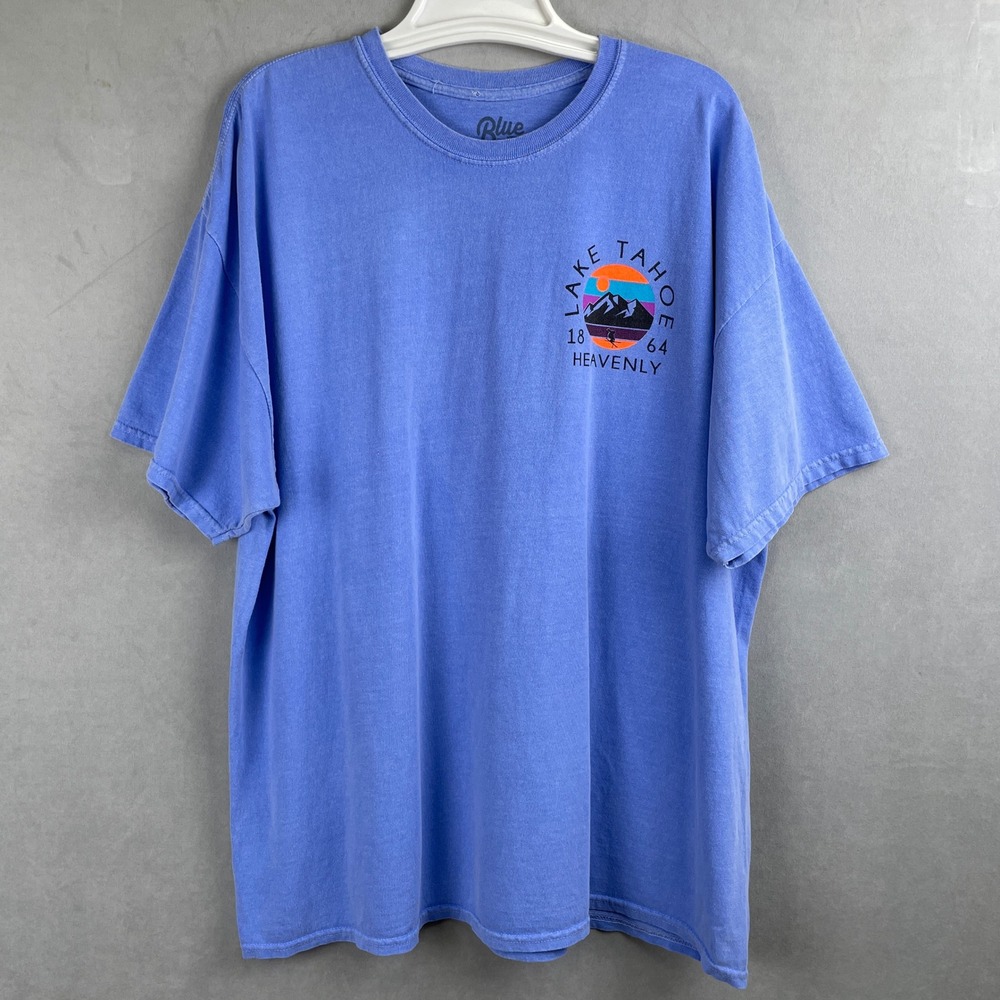 Blue 84 Lake Tahoe Heavenly Ski Resort Graphic T-Shirt Blue XXL Men Nature Retro